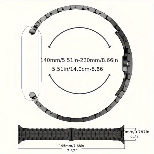 Fashion Watch - Apple Band Stainless Steel Butterfly Clasp Metal Strap with TPU Case - product detail view 2