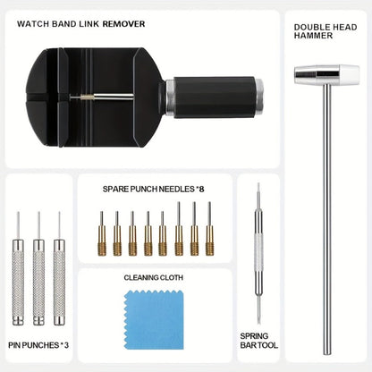 Fashion Watch - Band Removal Tool Kit 15pcs Stainless Steel Professional Band Pin Remover - product detail view 3