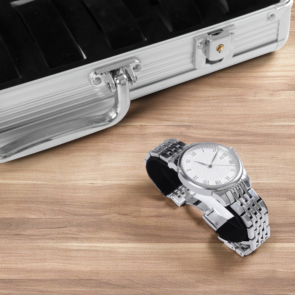 Fashion Watch - Display Case 24 Slot Lockable Aluminum Portable Storage Box with Latch - product detail view 4