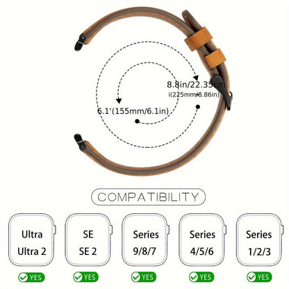 Fashion Watch - Genuine Leather Apple Band Deployant Clasp Replacement Strap for Apple - product detail view 2
