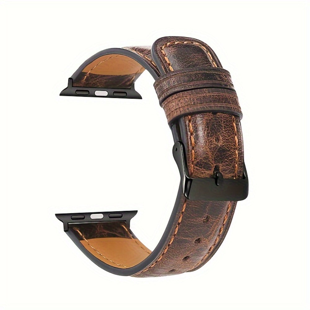 Fashion Watch - Genuine Leather Apple Band Deployant Clasp Replacement Strap for Apple - product detail view 5