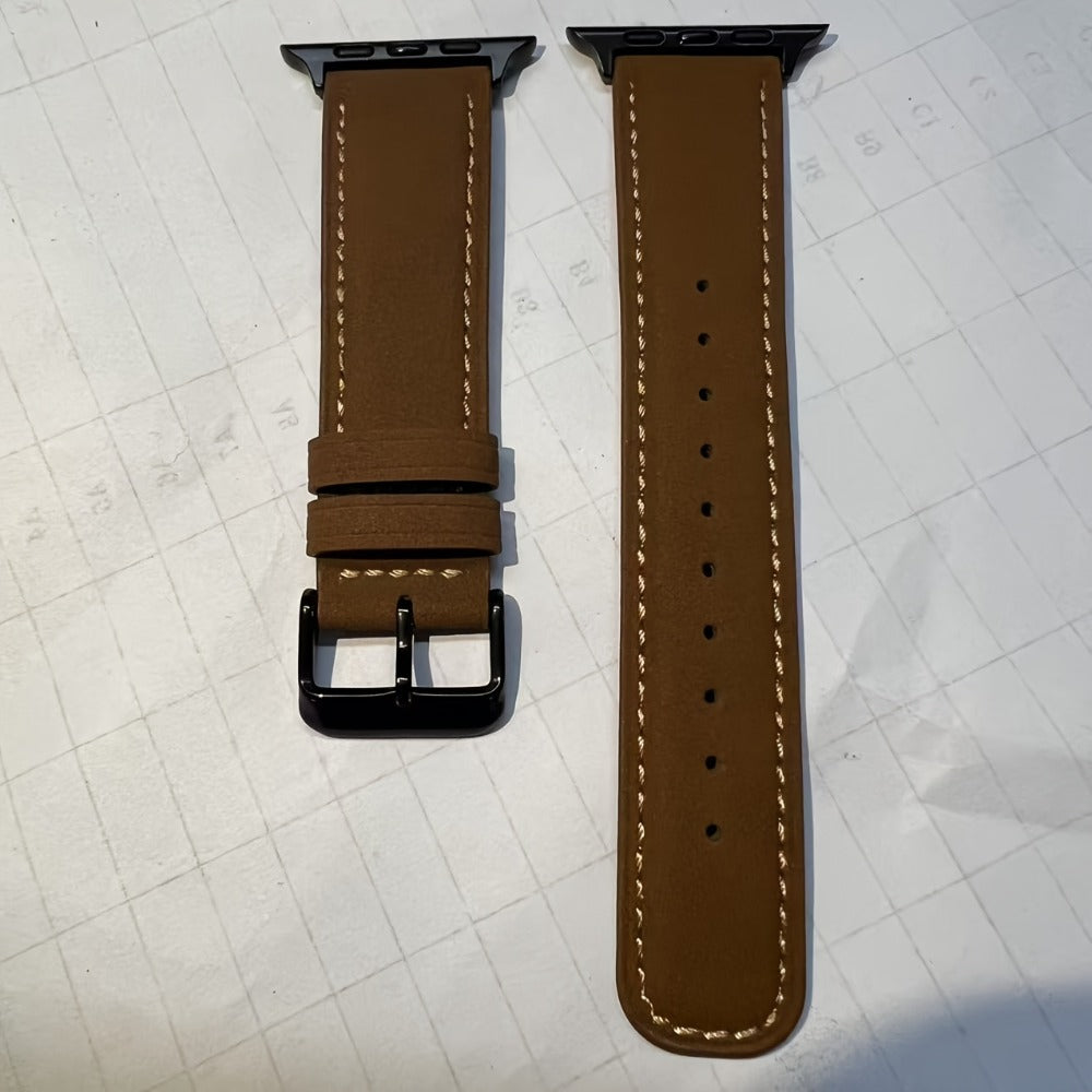 Fashion Watch - Genuine Leather Apple Band Deployant Clasp Replacement Strap for Apple - product detail view 6