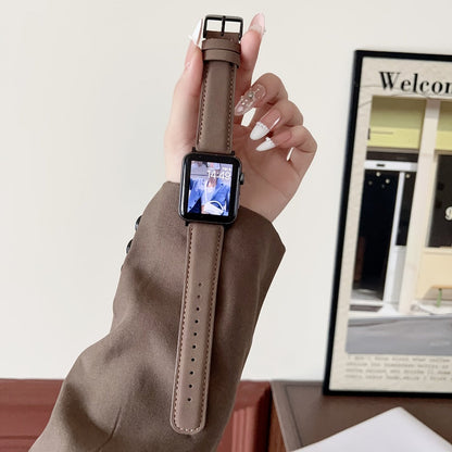 Fashion Watch - Genuine Leather Apple Band Deployant Clasp Replacement Strap for Apple - product detail view 9