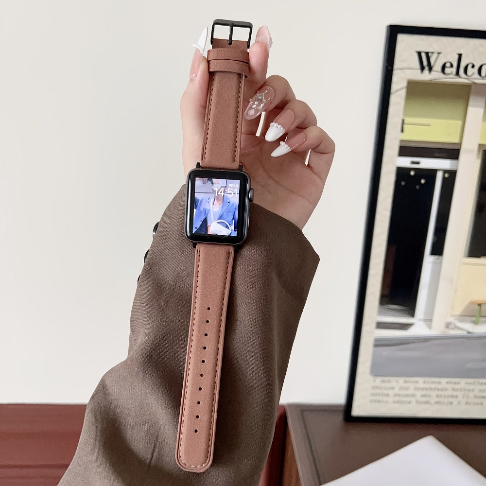 Fashion Watch - Genuine Leather Apple Band Deployant Clasp Replacement Strap for Apple - product detail view 10