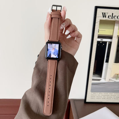 Fashion Watch - Genuine Leather Apple Band Deployant Clasp Replacement Strap for Apple - product detail view 10