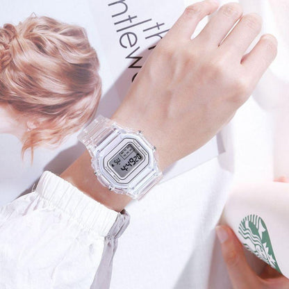 Fashion Watch - LED Digital Transparent Square Case Retro Futuristic Unisex Wristwatch - product detail view 2