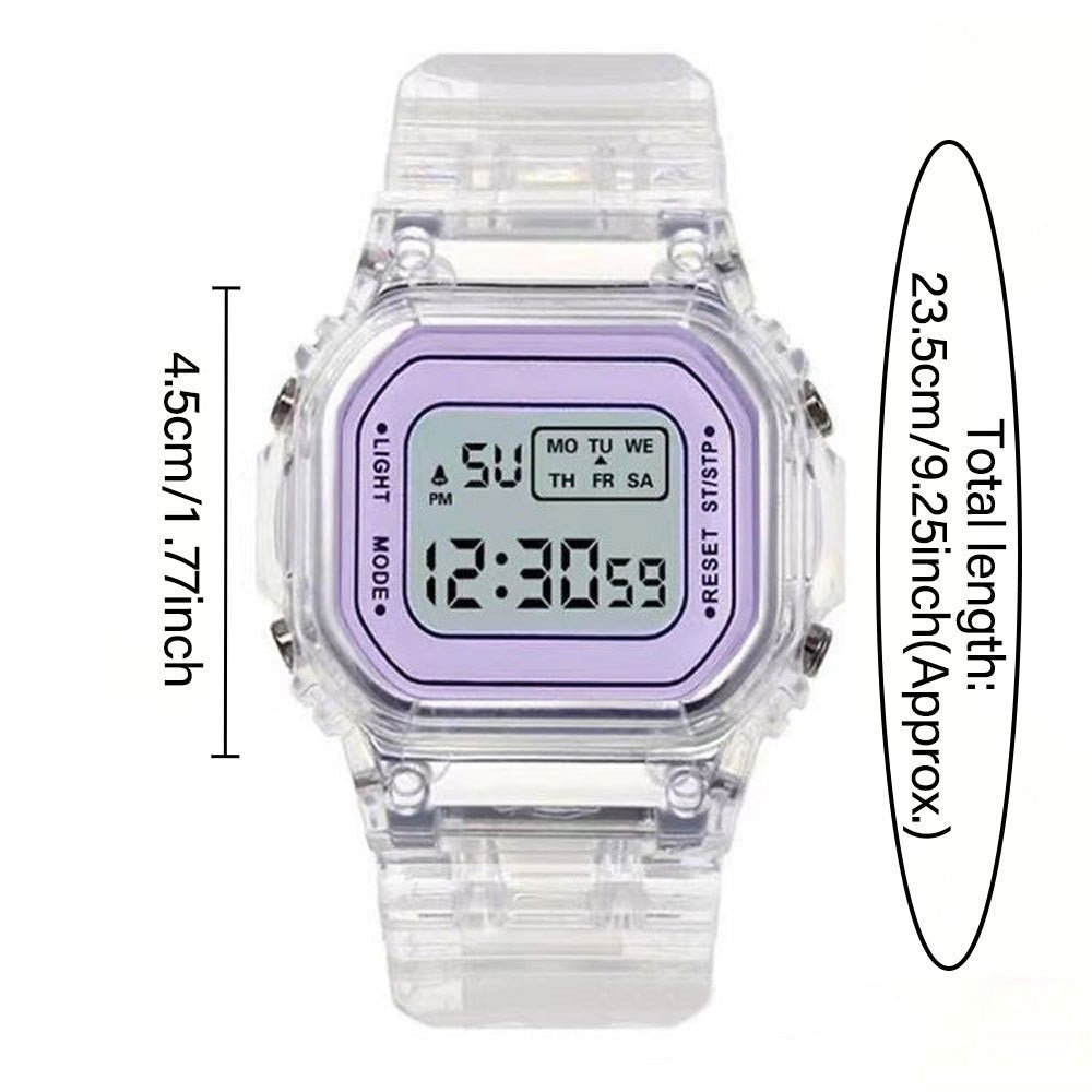 Fashion Watch - LED Digital Transparent Square Case Retro Futuristic Unisex Wristwatch - product detail view 4