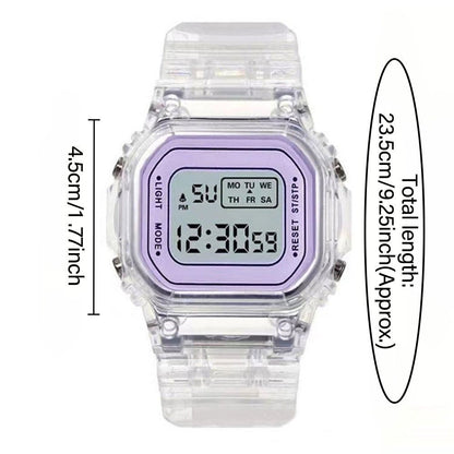 Fashion Watch - LED Digital Transparent Square Case Retro Futuristic Unisex Wristwatch - product detail view 4