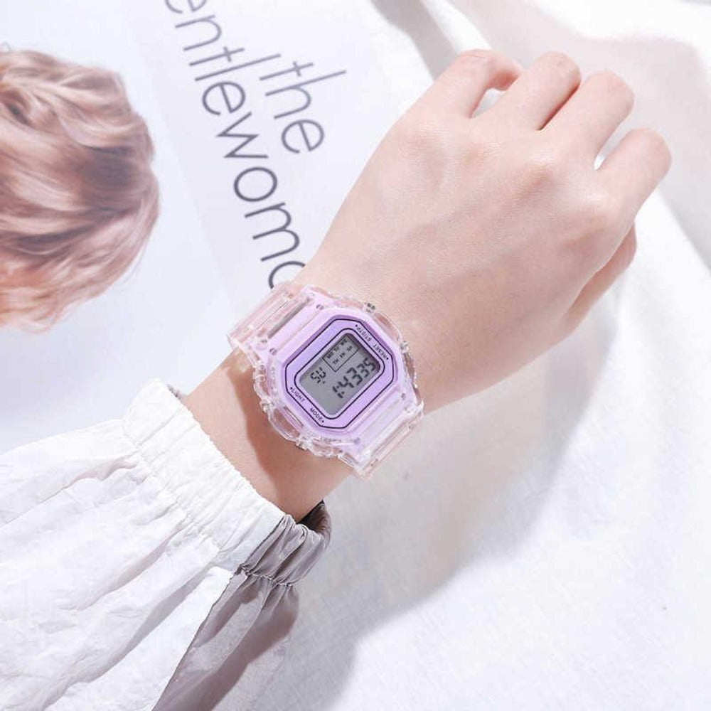 Fashion Watch - LED Digital Transparent Square Case Retro Futuristic Unisex Wristwatch - product detail view 7