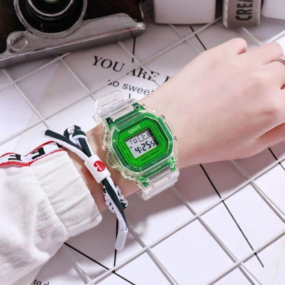 Fashion Watch - LED Digital Transparent Square Case Retro Futuristic Unisex Wristwatch - product detail view 8