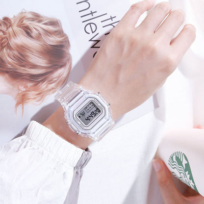 Fashion Watch - LED Digital Transparent Square Case Retro Futuristic Unisex Wristwatch - product detail view 13