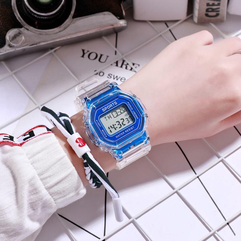 Fashion Watch - LED Digital Transparent Square Case Retro Futuristic Unisex Wristwatch - product detail view 17