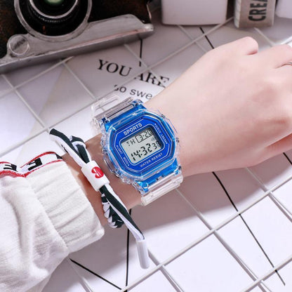 Fashion Watch - LED Digital Transparent Square Case Retro Futuristic Unisex Wristwatch - product detail view 17