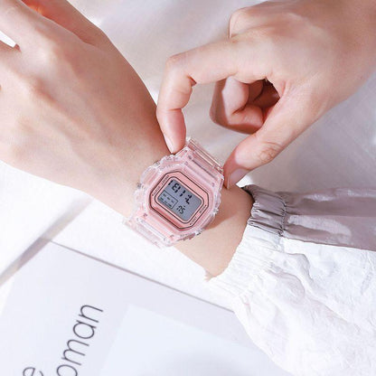 Fashion Watch - LED Digital Transparent Square Case Retro Futuristic Unisex Wristwatch - product detail view 19