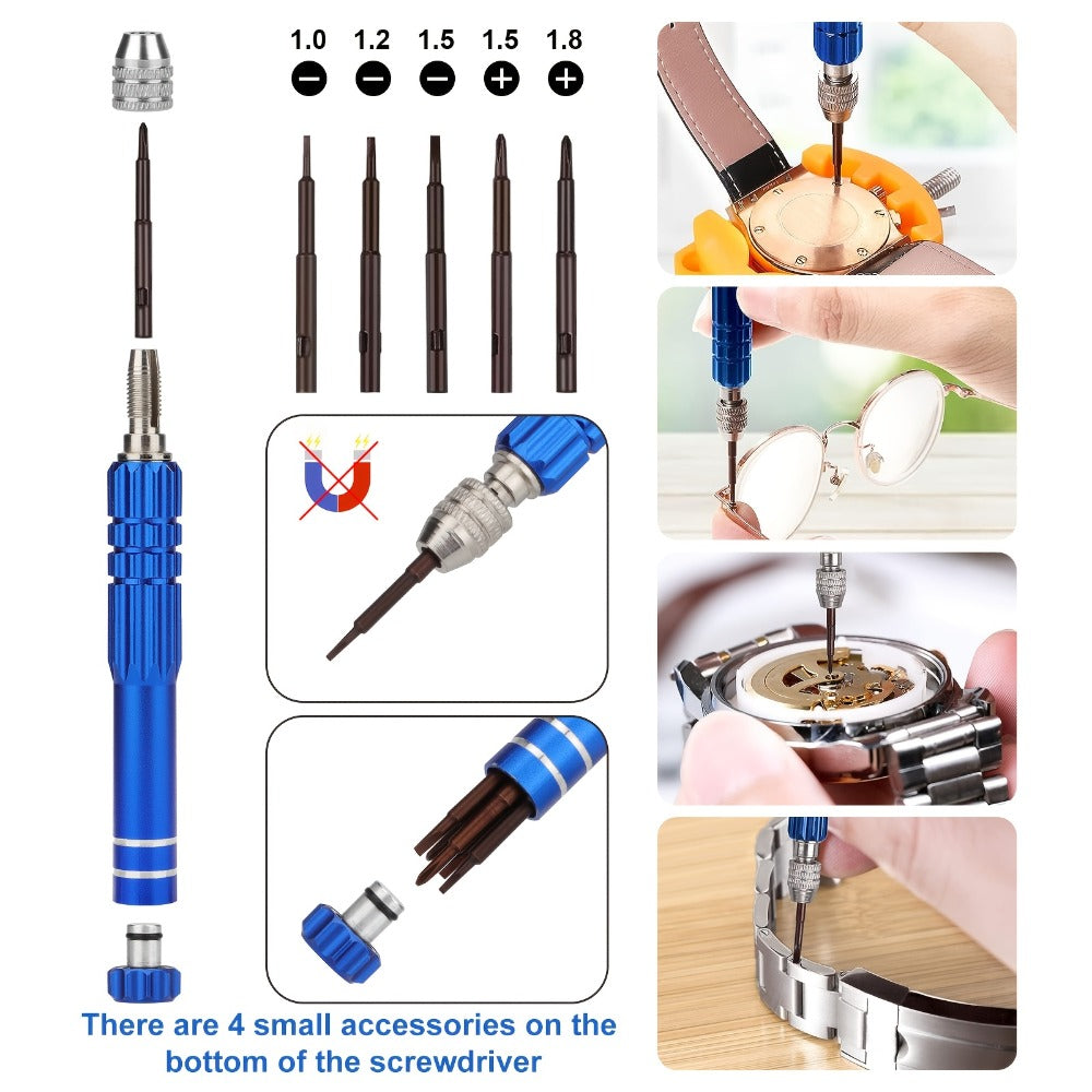 Fashion Watch - Repair Kit 74pcs Spring Bar Tool Set, Link Pin Remover, 5-in-1 Screwdriver - product detail view 6