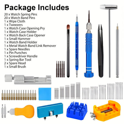 Fashion Watch - Repair Kit 74pcs Spring Bar Tool Set, Link Pin Remover, 5-in-1 Screwdriver - product detail view 8