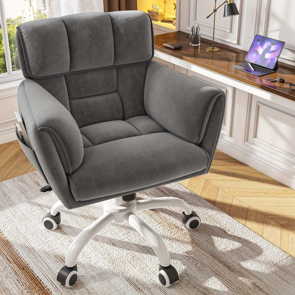 Faux Leather Accent Chair with Adjustable Height for Living Room detail image