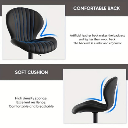 Faux Leather Bar Stool with 360° Swivel for Comfortable Everyday Seating detail image - detail view 12
