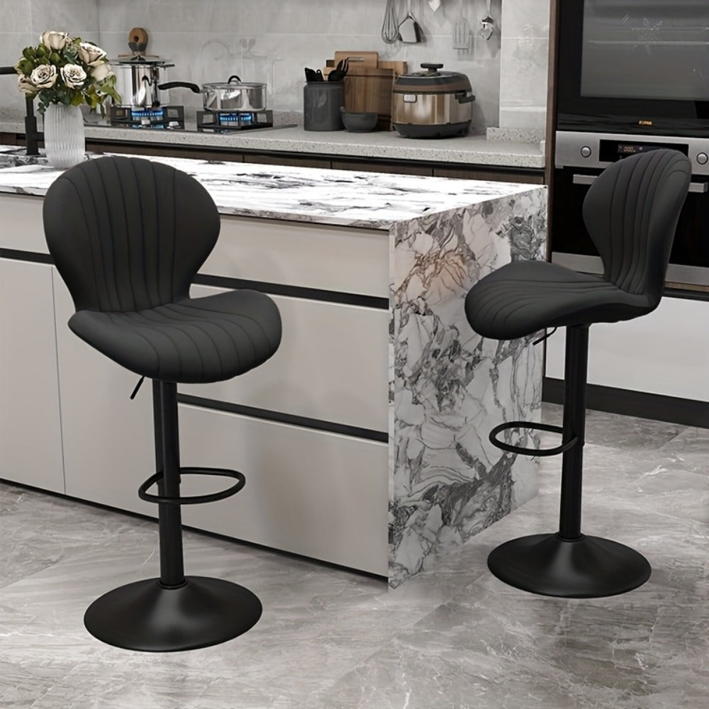 Faux Leather Bar Stool with 360° Swivel for Comfortable Everyday Seating detail image - detail view 13