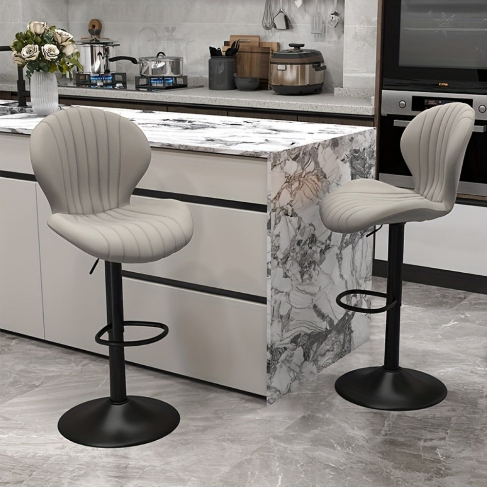 Faux Leather Bar Stool with 360° Swivel for Comfortable Everyday Seating detail image - detail view 17