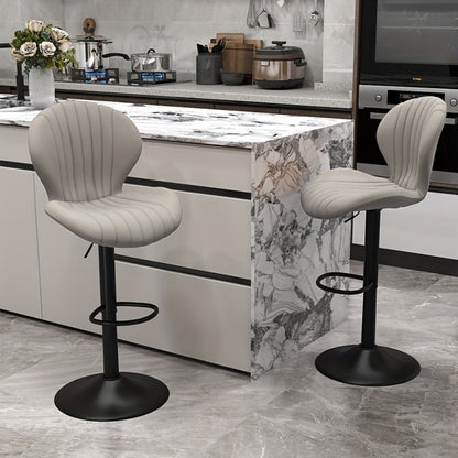 Faux Leather Bar Stool with 360° Swivel for Comfortable Everyday Seating detail image - detail view 17