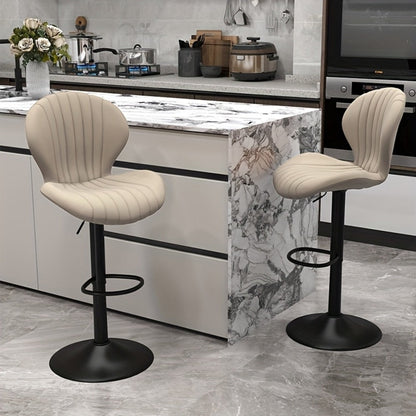 Faux Leather Bar Stool with 360° Swivel for Comfortable Everyday Seating detail image - detail view 24