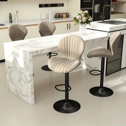Faux Leather Bar Stool with 360° Swivel for Comfortable Everyday Seating detail image - detail view 25