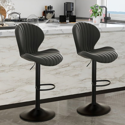 Faux Leather Bar Stool with 360° Swivel for Comfortable Everyday Seating detail image