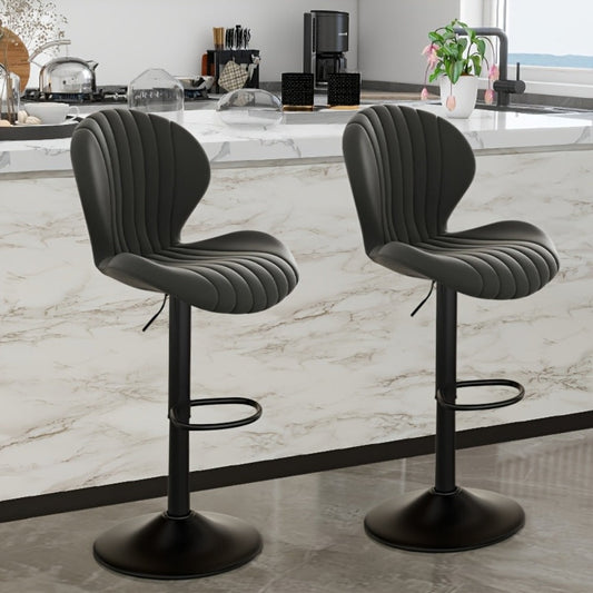 Faux Leather Bar Stool with 360° Swivel for Comfortable Everyday Seating detail image