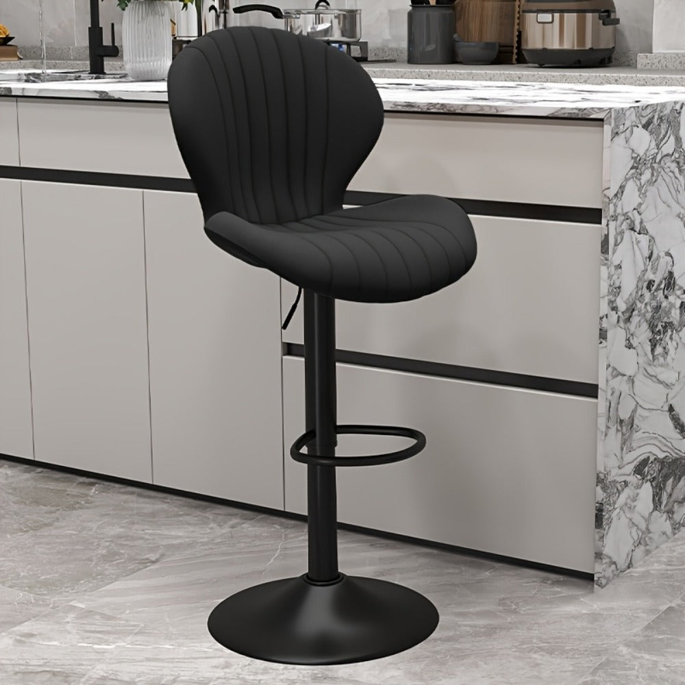 Faux Leather Bar Stool with 360° Swivel for Comfortable Everyday Seating detail image - detail view 3