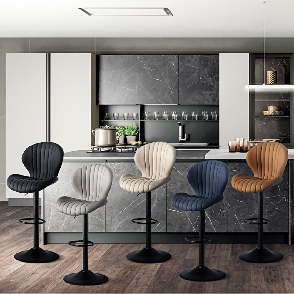 Faux Leather Bar Stool with 360° Swivel for Comfortable Everyday Seating detail image - detail view 33