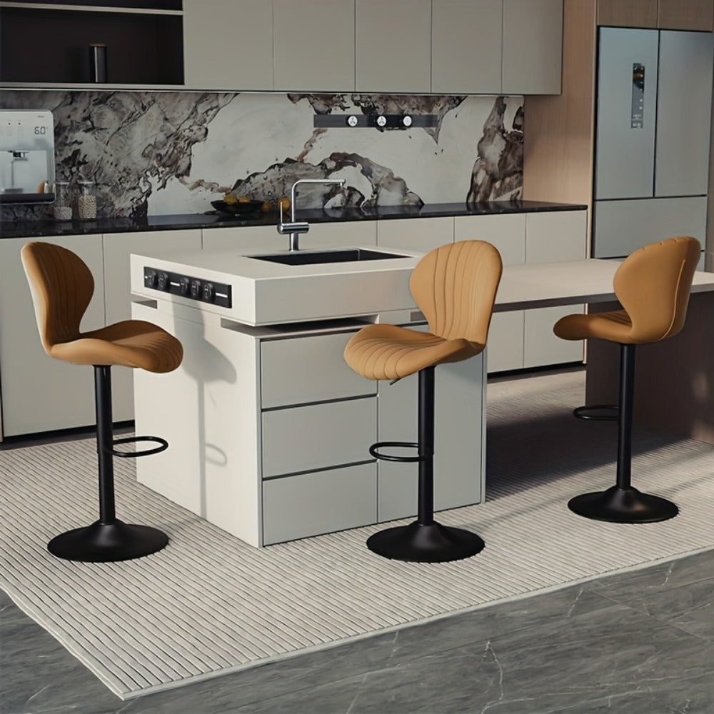 Faux Leather Bar Stool with 360° Swivel for Comfortable Everyday Seating detail image - detail view 34