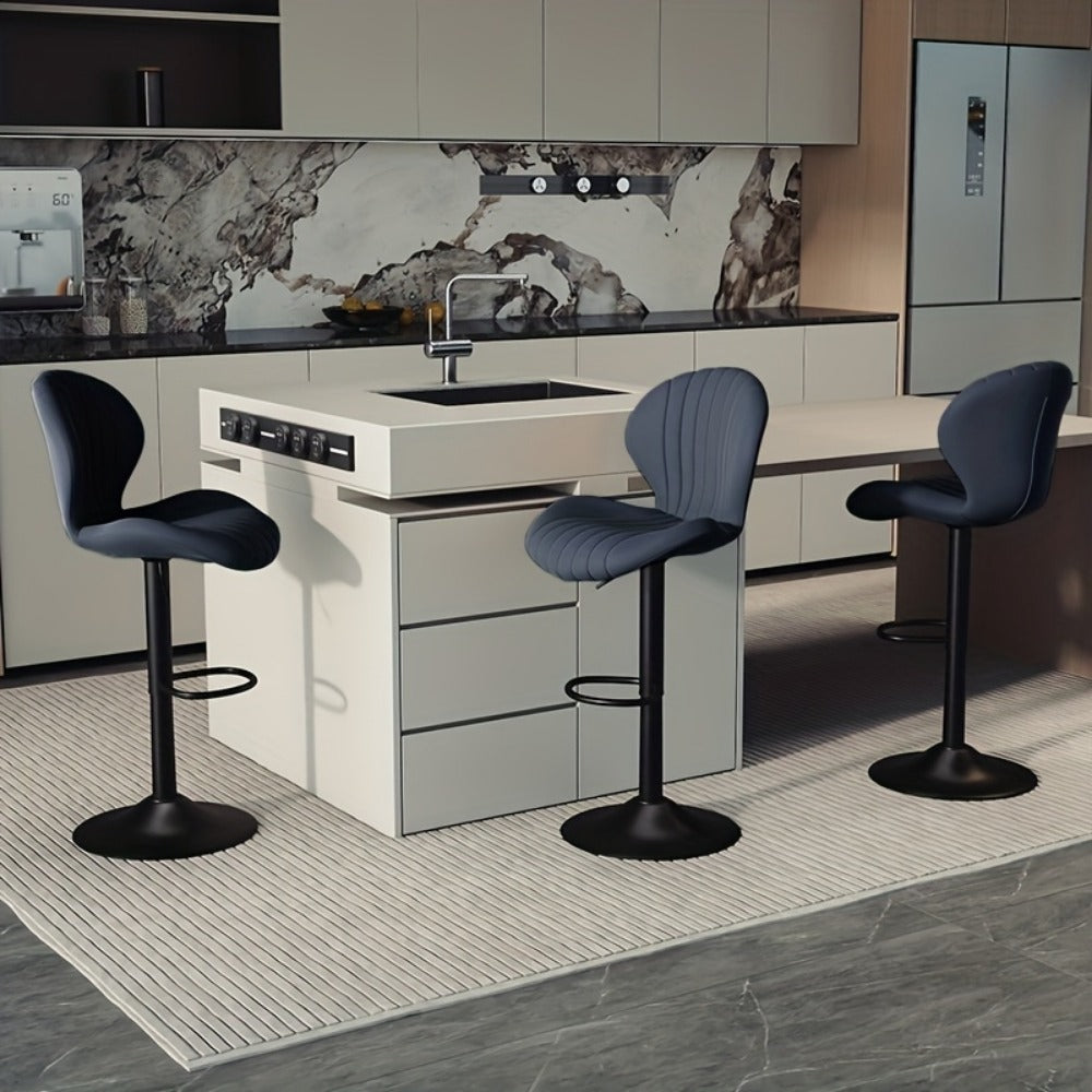 Faux Leather Bar Stool with 360° Swivel for Comfortable Everyday Seating detail image - detail view 35