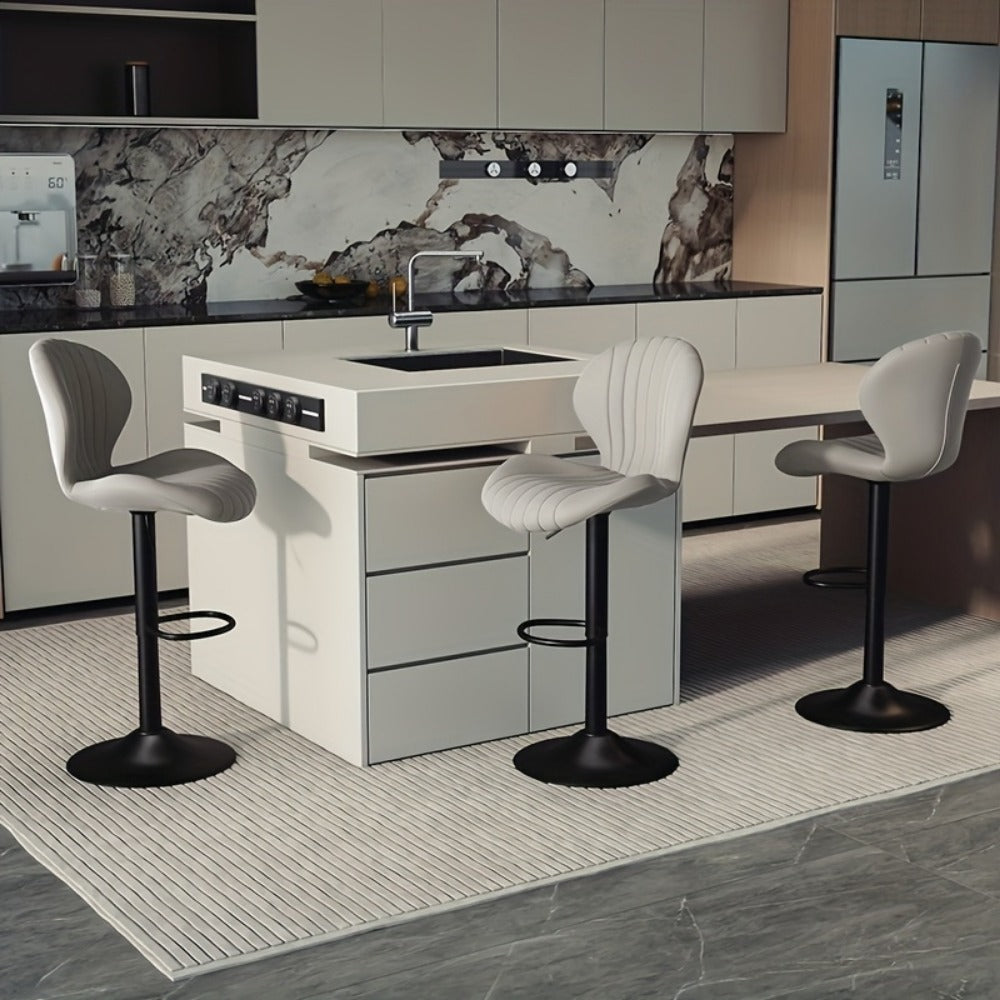Faux Leather Bar Stool with 360° Swivel for Comfortable Everyday Seating detail image - detail view 36