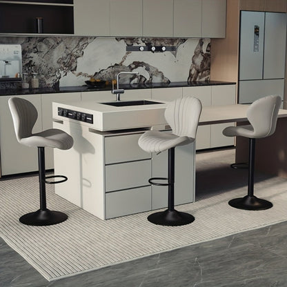Faux Leather Bar Stool with 360° Swivel for Comfortable Everyday Seating detail image - detail view 36