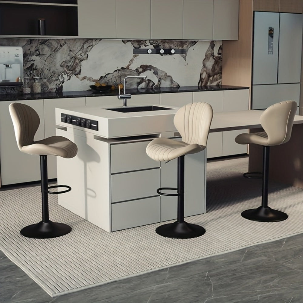 Faux Leather Bar Stool with 360° Swivel for Comfortable Everyday Seating detail image - detail view 37