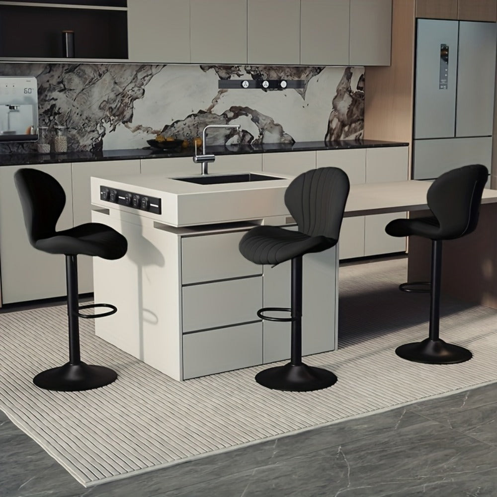 Faux Leather Bar Stool with 360° Swivel for Comfortable Everyday Seating detail image - detail view 38