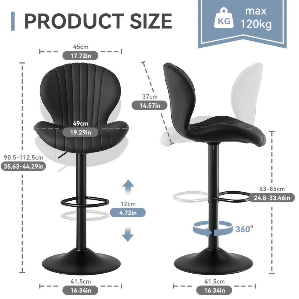Faux Leather Bar Stool with 360° Swivel for Comfortable Everyday Seating detail image - detail view 4