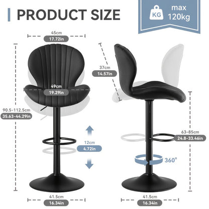 Faux Leather Bar Stool with 360° Swivel for Comfortable Everyday Seating detail image - detail view 4