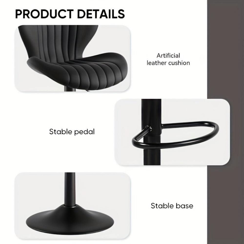 Faux Leather Bar Stool with 360° Swivel for Comfortable Everyday Seating detail image - detail view 6