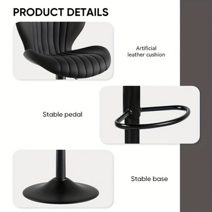 Faux Leather Bar Stool with 360° Swivel for Comfortable Everyday Seating detail image - detail view 6