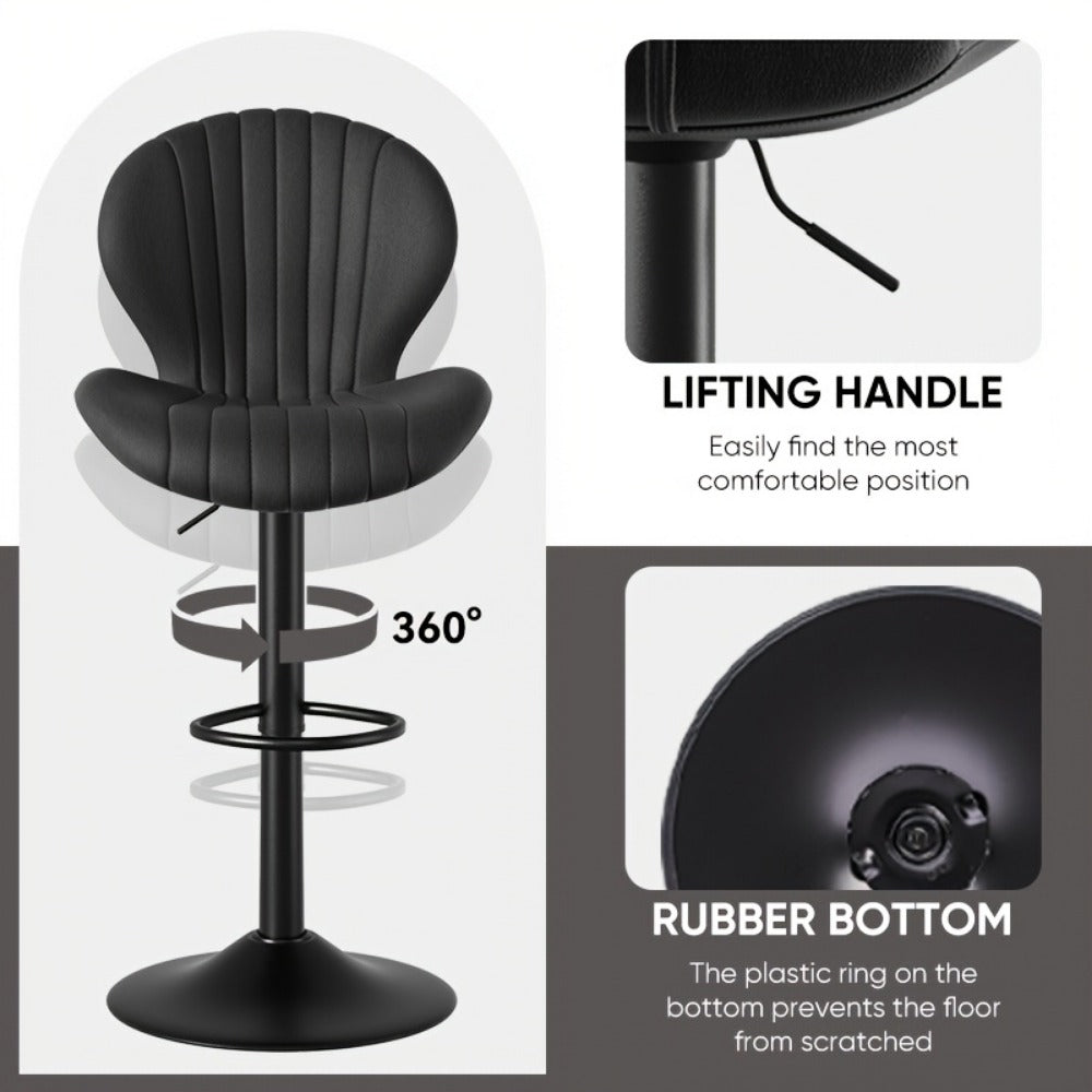 Faux Leather Bar Stool with 360° Swivel for Comfortable Everyday Seating detail image - detail view 8