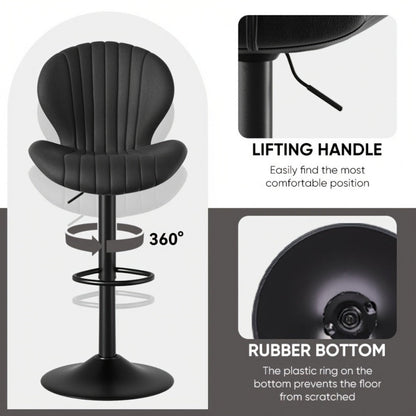 Faux Leather Bar Stool with 360° Swivel for Comfortable Everyday Seating detail image - detail view 8