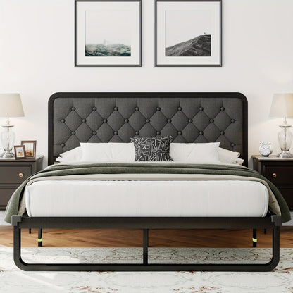Faux Leather Bed Frame, Bedroom Platform Bed for Bedroom Comfort and Support detail image - detail view 4