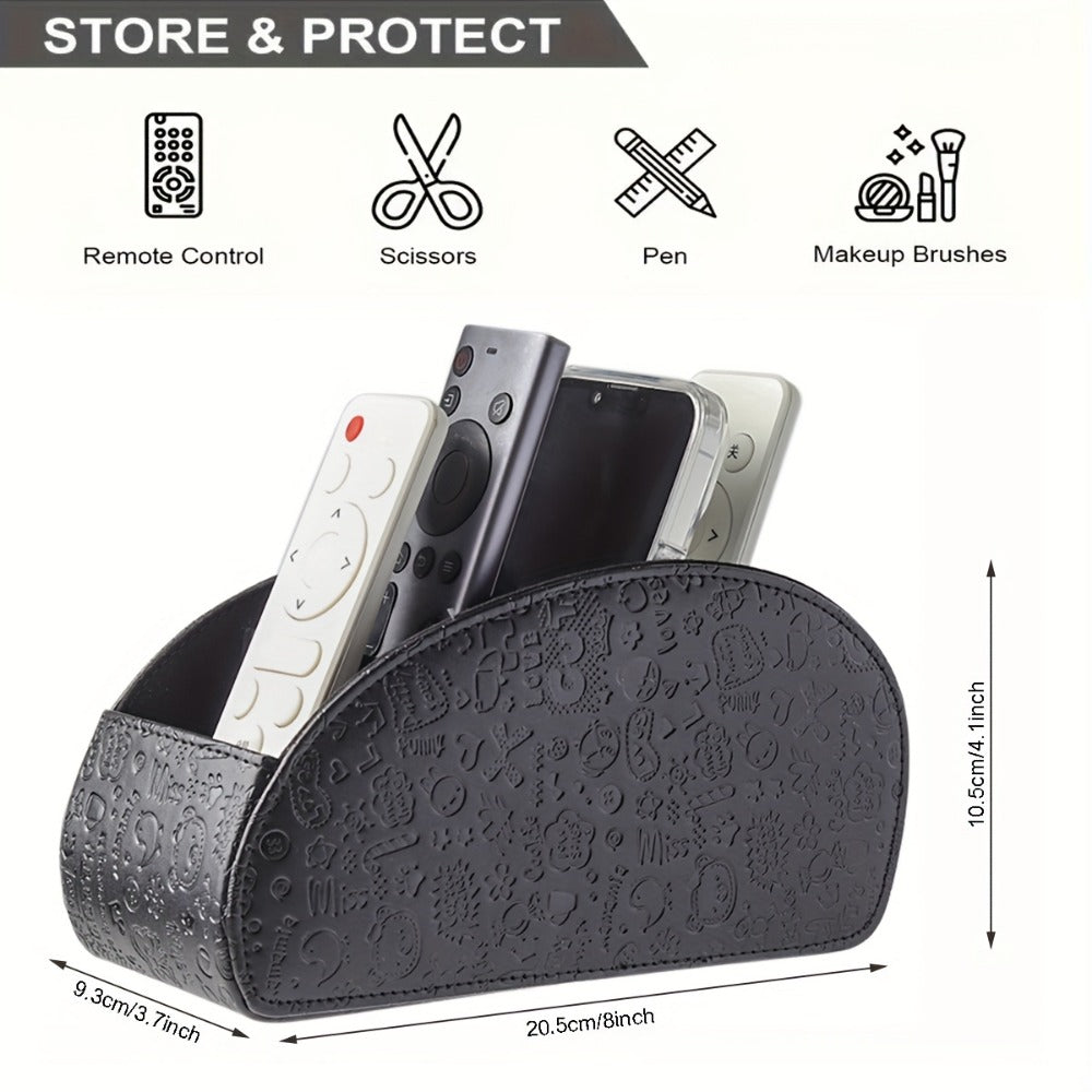 Faux Leather Desktop Organizer with Remote Control and Multiple Color Options detail image