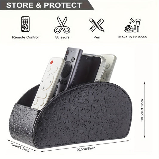 Faux Leather Desktop Organizer with Remote Control and Multiple Color Options detail image