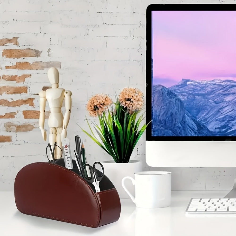 Faux Leather Desktop Organizer with Remote Control and Multiple Color Options detail image - detail view 4