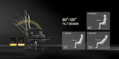 Faux Leather Gaming Chair, Reclining Computer Chair for Home Office detail image - detail view 23