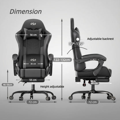 Faux Leather Gaming Chair, Reclining Computer Chair for Home Office detail image - detail view 4