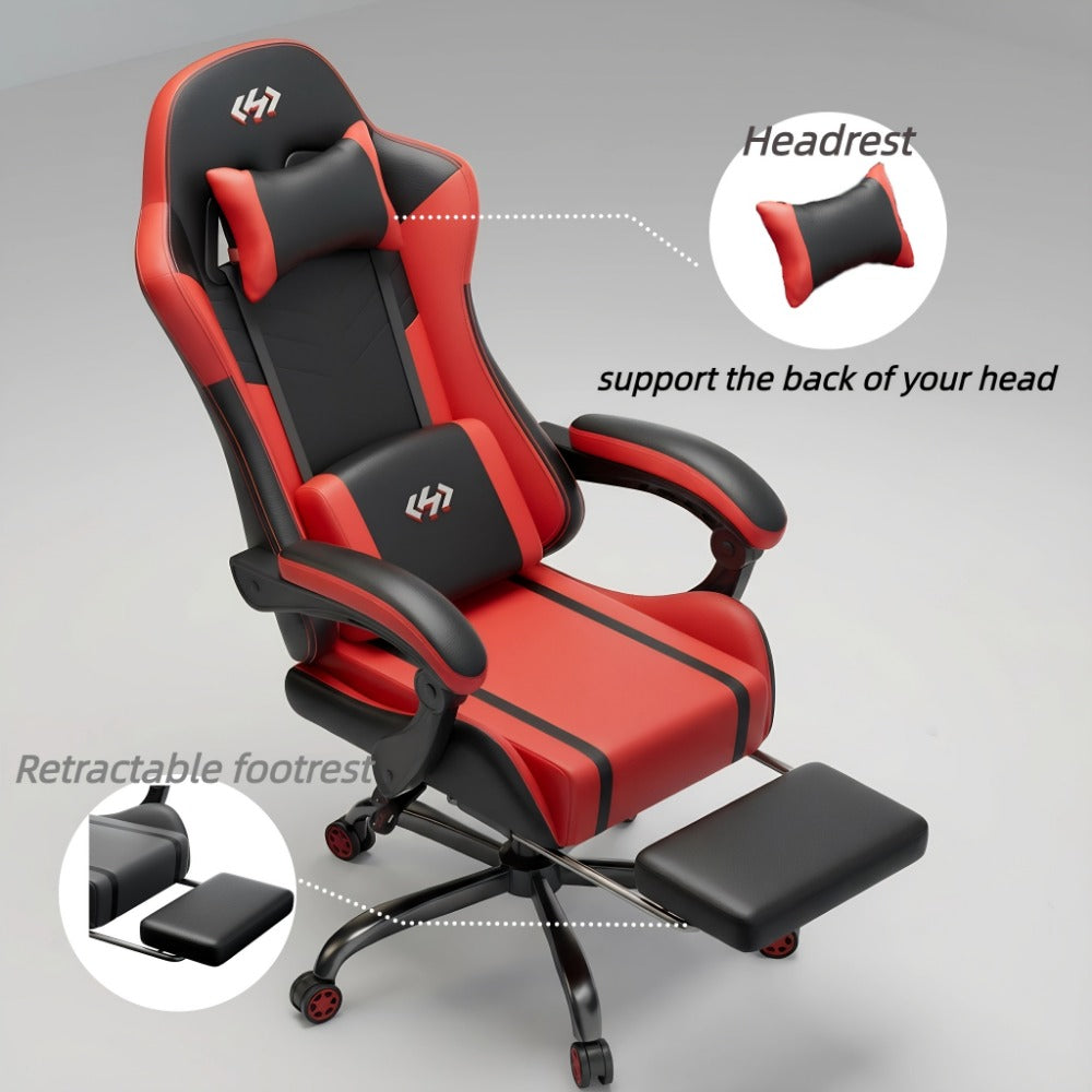 Faux Leather Gaming Chair, Reclining Computer Chair for Home Office detail image - detail view 6